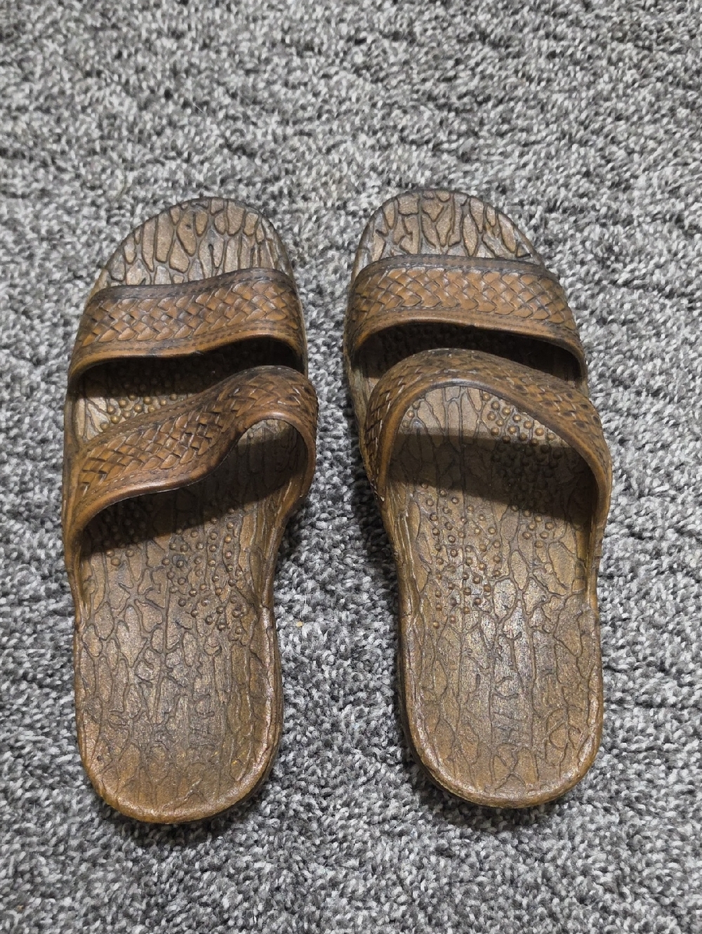 Pali Hawaii Brown Woven Double-Strap Slide Sandals